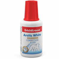 Корректирующая жидкость ERICH KRAUSE "Arctic White", 20 мл, экстра-белизна, флакон с кисточкой, 6 Корректирующая жидкость ERICH KRAUSE "Arctic White", 20 мл, экстра-белизна, флакон с кисточкой, 6