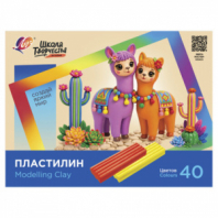 Пластилин классический ЛУЧ "Школа творчества", 40 цветов, 800 г, стек, картонная упаковка, 36С 2438-08