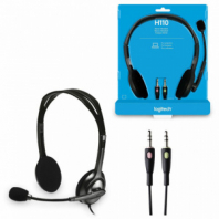 Наушники с микрофоном (гарнитура) LOGITECH H110, проводная, компьютерная, 1,83 м, стерео, 2 x mini jack 3,5 мм, черная Наушники с микрофоном (гарнитура) LOGITECH H110, проводная, компьютерная, 1,83 м, стерео, 2 x mini jack 3,5 мм, черная