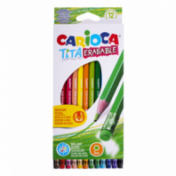 Карандаши цветные стираемые с резинкой CARIOCA "Erasable", 12 цветов, шестигранные, грифель 3 мм, 42897 Карандаши цветные стираемые с резинкой CARIOCA "Erasable", 12 цветов, шестигранные, грифель 3 мм, 42897