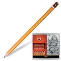 Карандаши чернографитные KOH-I-NOOR 1500, НАБОР 24 шт., 8В-10H, без резинки, металлическая коробка, 1504024001PL Карандаши чернографитные KOH-I-NOOR 1500, НАБОР 24 шт., 8В-10H, без резинки, металлическая коробка, 1504024001PL