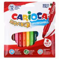 Фломастеры утолщенные CARIOCA (Италия) "Bravo", 12 цветов, суперсмываемые, 42755 Фломастеры утолщенные CARIOCA (Италия) "Bravo", 12 цветов, суперсмываемые, 42755