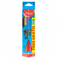 Карандаши цветные MAPED (Франция) "Color'Peps Star", 12 цветов + ТОЧИЛКА, трехгранные, грифель 3 мм, натуральное дерево,183213 Карандаши цветные MAPED (Франция) "Color'Peps Star", 12 цветов + ТОЧИЛКА, трехгранные, грифель 3 мм, натуральное дерево,183213