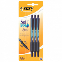 Ручки шариковые автоматические с грипом BIC "Soft Feel Fine", НАБОР 3 шт., линия письма 0,8 мм, блистер, 893221 Ручки шариковые автоматические с грипом BIC "Soft Feel Fine", НАБОР 3 шт., линия письма 0,8 мм, блистер, 893221