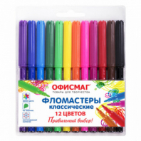 Фломастеры ОФИСМАГ 12 цветов, КЛАССИЧЕСКИЕ, вентилируемый колпачок, ПВХ упаковка, 152500 Фломастеры ОФИСМАГ 12 цветов, КЛАССИЧЕСКИЕ, вентилируемый колпачок, ПВХ упаковка, 152500