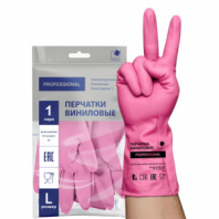 Перчатки МНОГОРАЗОВЫЕ виниловые РОЗОВЫЕ усиленные ГИПОАЛЛЕРГЕННЫЕ, ТР ТС, PROFESSIONAL, размер 8-9, L (большой), вес 90 г, ADM, 31157 Перчатки МНОГОРАЗОВЫЕ виниловые РОЗОВЫЕ усиленные ГИПОАЛЛЕРГЕННЫЕ, ТР ТС, PROFESSIONAL, размер 8-9, L (большой), вес 90 г, ADM, 31157