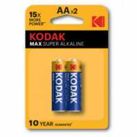 Батарейки алкалиновые "пальчиковые" КОМПЛЕКТ 2 шт., KODAK Max Super Alkaline, АА (LR6, 24А), блистер, Б0005131 Батарейки алкалиновые "пальчиковые" КОМПЛЕКТ 2 шт., KODAK Max Super Alkaline, АА (LR6, 24А), блистер, Б0005131