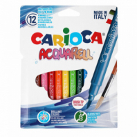 Фломастеры акварельные CARIOCA (Италия) "Aquarell", 12 цветов, наконечник-кисть, смываемые, картонный конверт, 42747 Фломастеры акварельные CARIOCA (Италия) "Aquarell", 12 цветов, наконечник-кисть, смываемые, картонный конверт, 42747