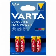 Батарейки алкалиновые "мизинчиковые" КОМПЛЕКТ 4 шт., VARTA LONGLIFE MAX POWER, ААА (LR03,15А), блистер, 4703101404 Батарейки алкалиновые "мизинчиковые" КОМПЛЕКТ 4 шт., VARTA LONGLIFE MAX POWER, ААА (LR03,15А), блистер, 4703101404
