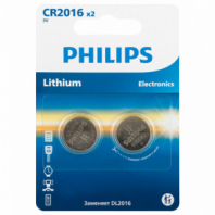 Батарейки литиевые PHILIPS Lithium CR2016, таблетки, дисковые, кнопочные, КОМПЛЕКТ 2 шт., в блистере, Б0064674 Батарейки литиевые PHILIPS Lithium CR2016, таблетки, дисковые, кнопочные, КОМПЛЕКТ 2 шт., в блистере, Б0064674