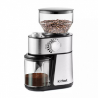 Кофемолка KITFORT КТ-717, мощность 200 Вт, вместимость 100 г, 14 степеней помола, стальная