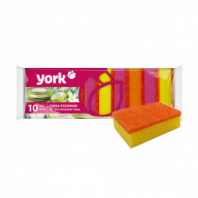 Губки для посуды 9х6,5х2,9 см, КОМПЛЕКТ 10 шт., "Джамбо", поролон с абразивным слоем, YORK, 030030