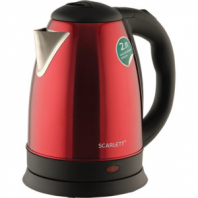 Чайник SCARLETT SC-EK21S76, 2 л, 1800 Вт, закрытый нагревательный элемент, сталь, красный Чайник SCARLETT SC-EK21S76, 2 л, 1800 Вт, закрытый нагревательный элемент, сталь, красный