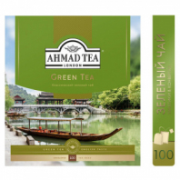 Чай AHMAD (Ахмад) "Green Tea" зеленый, 100 пакетиков по 2 г, 478i-08 Чай AHMAD (Ахмад) "Green Tea" зеленый, 100 пакетиков по 2 г, 478i-08