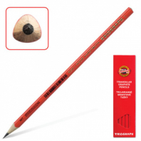 Карандаш чернографитный KOH-I-NOOR, 1 шт., "Triograph", B, трехгранный, без резинки, корпус красный, заточенный, 1802001001KSRU Карандаш чернографитный KOH-I-NOOR, 1 шт., "Triograph", B, трехгранный, без резинки, корпус красный, заточенный, 1802001001KSRU