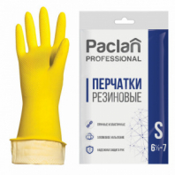 Перчатки МНОГОРАЗОВЫЕ латексные PACLAN "Professional", хлопчатобумажное напыление, размер 6,5-7, S (малый), желтые, 407325 Перчатки МНОГОРАЗОВЫЕ латексные PACLAN "Professional", хлопчатобумажное напыление, размер 6,5-7, S (малый), желтые, 407325