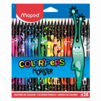 Карандаши цветные MAPED "COLOR PEP'S Black Monster", 24 цвета, трехгранные, 862624 Карандаши цветные MAPED "COLOR PEP'S Black Monster", 24 цвета, трехгранные, 862624