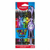 Карандаши цветные MAPED "COLOR PEP'S Black Monster", 12 цветов, трехгранные, 862612 Карандаши цветные MAPED "COLOR PEP'S Black Monster", 12 цветов, трехгранные, 862612