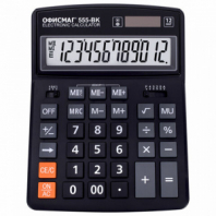 Калькулятор настольный ОФИСМАГ 555-BK (206x155 мм), 12 разрядов, двойное питание, ЧЕРНЫЙ, 271729 Калькулятор настольный ОФИСМАГ 555-BK (206x155 мм), 12 разрядов, двойное питание, ЧЕРНЫЙ, 271729