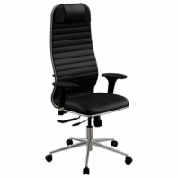 Кресло МЕТТА "ErgoLife" 10 B1-117D, хром, синхромеханизм, 2D-подлокотники, экокожа, черное