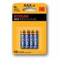 Батарейки алкалиновые "мизинчиковые" КОМПЛЕКТ 4 шт., KODAK Max Super Alkaline, ААА (LR03,15А), блистер, Б0005124 Батарейки алкалиновые "мизинчиковые" КОМПЛЕКТ 4 шт., KODAK Max Super Alkaline, ААА (LR03,15А), блистер, Б0005124