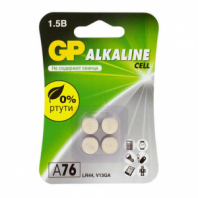 Батарейки КОМПЛЕКТ 4 шт., GP Alkaline, A76 (G13, LR44), алкалиновая, блистер, A76-С10, A76F-2CRU4