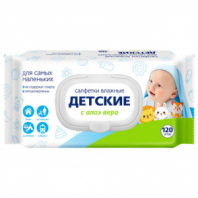 Салфетки влажные детские 120 шт., АВАНГАРД, с экстрактом алоэ вера, крышка-клапан, 72085 Салфетки влажные детские 120 шт., АВАНГАРД, с экстрактом алоэ вера, крышка-клапан, 72085