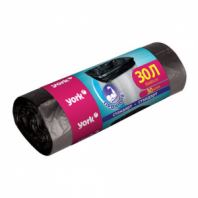 Мешки для мусора 30 л, черные, в рулоне 30 шт., ПНД, 6 мкм, YORK, 902130