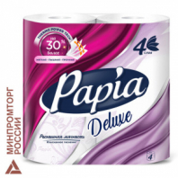 Бумага туалетная быт., спайка 4 шт., 4-слойная (4х14,8 м), PAPIA DELUXE/ELITE, белая, 50202822/502040 Бумага туалетная быт., спайка 4 шт., 4-слойная (4х14,8 м), PAPIA DELUXE/ELITE, белая, 50202822/502040