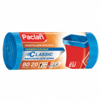 Мешки для мусора 80 л, синие, в рулоне 20 шт., ПНД, 12 мкм, 70х90 см, PACLAN "Classic", 402192
