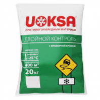 Реагент противогололёдный 20 кг UOKSA "Двойной Контроль", до -25°C, хлорид кальция + соли + мраморная крошка Реагент противогололёдный 20 кг UOKSA "Двойной Контроль", до -25°C, хлорид кальция + соли + мраморная крошка