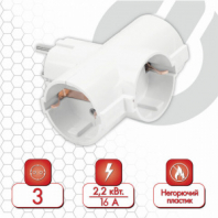 Сетевой разветвитель SONNEN U-030G, 3 розетки, с заземлением, 16 А, белый, 511441 Сетевой разветвитель SONNEN U-030G, 3 розетки, с заземлением, 16 А, белый, 511441