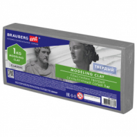Пластилин скульптурный BRAUBERG ART CLASSIC, серый, 1 кг, твердый, 106525 Пластилин скульптурный BRAUBERG ART CLASSIC, серый, 1 кг, твердый, 106525