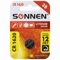 Батарейка литиевая SONNEN Lithium CR1620 "таблетка, дисковая, кнопочная" 1 шт., блистер, 455599 Батарейка литиевая SONNEN Lithium CR1620 "таблетка, дисковая, кнопочная" 1 шт., блистер, 455599