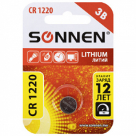 Батарейка литиевая SONNEN Lithium CR1220 "таблетка, дисковая, кнопочная" 1 шт., блистер, 455597 Батарейка литиевая SONNEN Lithium CR1220 "таблетка, дисковая, кнопочная" 1 шт., блистер, 455597