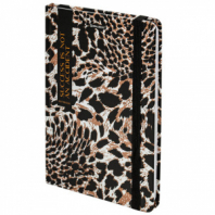 Блокнот с резинкой в клетку 96 л., А5, 145х203 мм, твердая обложка, BRAUBERG," Leopard", 115535