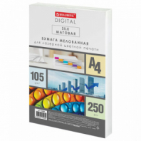 Бумага BRAUBERG DIGITAL SILK, мелованная, матовая, А4, 105 г/м, 250 л., для полноцветной лазерной печати, 130% (CIE),116394 Бумага BRAUBERG DIGITAL SILK, мелованная, матовая, А4, 105 г/м, 250 л., для полноцветной лазерной печати, 130% (CIE),116394