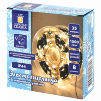 Электрогирлянда-нить уличная 35 м, 1000 LED, тип: "Роса", IP44, тёплый белый, 220V, контроллер, ЗОЛОТАЯ СКАЗКА, 591359 Электрогирлянда-нить уличная 35 м, 1000 LED, тип: "Роса", IP44, тёплый белый, 220V, контроллер, ЗОЛОТАЯ СКАЗКА, 591359