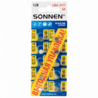 Батарейки алкалиновые "таблетка" КОМПЛЕКТ 10 шт., SONNEN Alkaline 177A (G4, LR66), в блистере, 457135 Батарейки алкалиновые "таблетка" КОМПЛЕКТ 10 шт., SONNEN Alkaline 177A (G4, LR66), в блистере, 457135