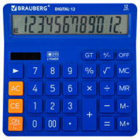 Калькулятор настольный BRAUBERG DIGITAL-12-BL (151х152 мм), 12 разрядов, двойное питание, СИНИЙ, 272969 Калькулятор настольный BRAUBERG DIGITAL-12-BL (151х152 мм), 12 разрядов, двойное питание, СИНИЙ, 272969