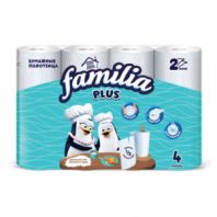 Полотенца бумажные бытовые, спайка 4 шт., 2-слойные (4х12 м), FAMILIA PLUS, 22,7x12 см, белые, 5083816 Полотенца бумажные бытовые, спайка 4 шт., 2-слойные (4х12 м), FAMILIA PLUS, 22,7x12 см, белые, 5083816