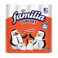 Бумага туалетная бытовая, спайка 32 шт., 2-слойная (32х14,8 м), FAMILIA COMFORT, белая, 5085067 Бумага туалетная бытовая, спайка 32 шт., 2-слойная (32х14,8 м), FAMILIA COMFORT, белая, 5085067