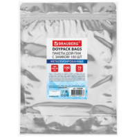 Пакеты дой-пак с замком ZIP LOCK, металлизированная + прозрачная стенка, 180х260 + 40 мм, КОМПЛЕКТ 100 штук, 70 мкм, BRAUBERG, 700686 Пакеты дой-пак с замком ZIP LOCK, металлизированная + прозрачная стенка, 180х260 + 40 мм, КОМПЛЕКТ 100 штук, 70 мкм, BRAUBERG, 700686