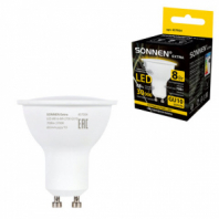 Лампа светодиодная SONNEN EXTRA, 8 (70) Вт, GU10, софит, теплый белый, 30000 ч, LED MR16-GU10-8W-2700, 457924 Лампа светодиодная SONNEN EXTRA, 8 (70) Вт, GU10, софит, теплый белый, 30000 ч, LED MR16-GU10-8W-2700, 457924