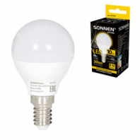 Лампа светодиодная SONNEN EXTRA, 10 (85) Вт, E14, шар, теплый белый, 30000 ч, LED G45-10W-2700-Е14, 457909 Лампа светодиодная SONNEN EXTRA, 10 (85) Вт, E14, шар, теплый белый, 30000 ч, LED G45-10W-2700-Е14, 457909
