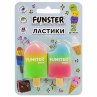 Ластик фигурный FUNSTER (ФАНСТЕР) "АЙСКРИМ", НАБОР 2 ШТУКИ, 55х29х12 мм, экологичный ПВХ, блистер, 274016