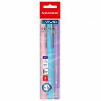 Ручки гелевые с грипом BRAUBERG "VIVID PASTEL", СИНИЕ, НАБОР 3 ШТ., игольчатый узел 0,5 мм, линия письма 0,35 мм, 144540 Ручки гелевые с грипом BRAUBERG "VIVID PASTEL", СИНИЕ, НАБОР 3 ШТ., игольчатый узел 0,5 мм, линия письма 0,35 мм, 144540