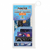 Линейки пластиковые 15 см FUNSTER (ФАНСТЕР), "КОСМОС", НАБОР 4 штуки, пенал, 210916 Линейки пластиковые 15 см FUNSTER (ФАНСТЕР), "КОСМОС", НАБОР 4 штуки, пенал, 210916