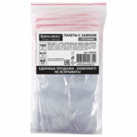 Пакеты ZIP LOCK "зиплок" ПРОЧНЫЕ, комплект 100 шт., 80х120 мм, ПВД, 60 мкм., BRAUBERG, 703076 Пакеты ZIP LOCK "зиплок" ПРОЧНЫЕ, комплект 100 шт., 80х120 мм, ПВД, 60 мкм., BRAUBERG, 703076