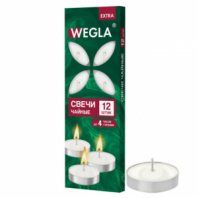 Свечи чайные литые в гильзе WEGLA (ВЕГЛА) EXTRA, до 4 часов горения, вес 10 грамм, КОМПЛЕКТ 12 штук, 702569 Свечи чайные литые в гильзе WEGLA (ВЕГЛА) EXTRA, до 4 часов горения, вес 10 грамм, КОМПЛЕКТ 12 штук, 702569